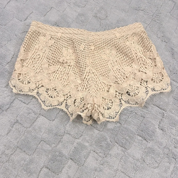Express Bohemian Crochet Embroidered Tassel Tie Waistband Low Rise Microshorts S - Picture 2 of 7